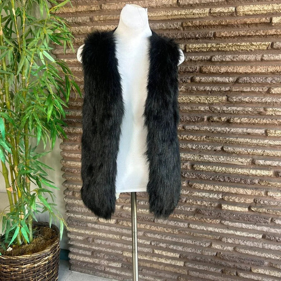 Sebby Collection Black Faux Fur Open Drape Vest Size XL - Picture 1 of 5